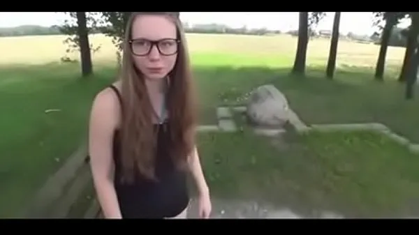German Teen With Glasses Fucks Outside