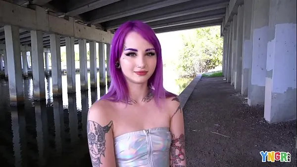 XXX YNGR - Hot Inked Purple Hair Punk Teen Gets Banged klip Videók