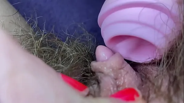 XXX Testing Pussy licking clit licker toy big clitoris hairy pussy in extreme closeup masturbation clips Videos