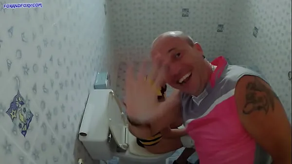 XXX Sex in public toilet with creampie klip Video