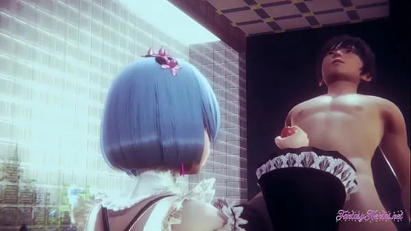 XXX Re Zero Hentai - Rem Handjob with POV (Uncensored) - Japanese Asian manga anime game porn clip Video