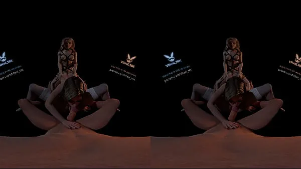 XXX VReal 18K Spitroast FFFM orgy groupsex with orgasm and stocking, reverse gangbang, 3D CGI render کلپس ویڈیوز
