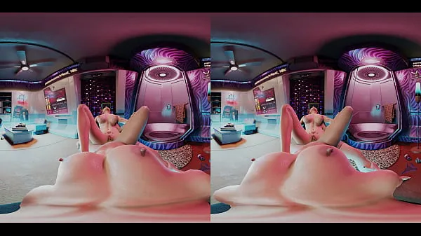 XXX VReal 18K Scissoring double-ended dildo - Cyberpunk2077 lesbian tribadism - Judy, Panam clips Video's