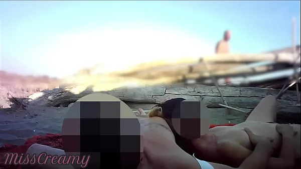 XXX French Teacher Handjob Amateur on Nude Beach public to stranger with Cumshot - MissCreamy clips Video's